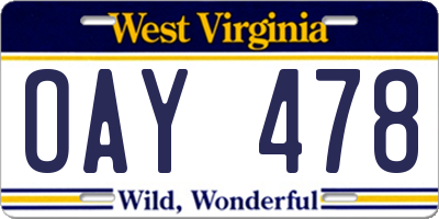 WV license plate OAY478
