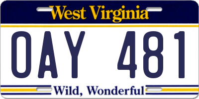 WV license plate OAY481
