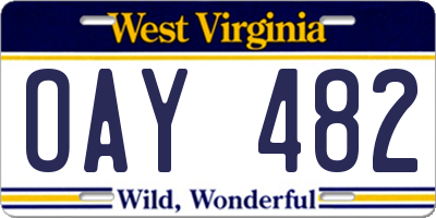 WV license plate OAY482