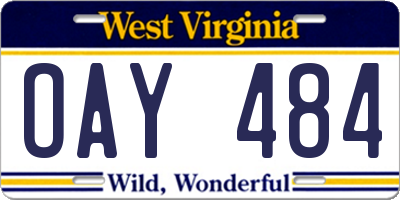 WV license plate OAY484