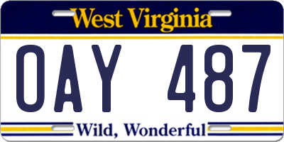 WV license plate OAY487