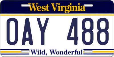 WV license plate OAY488