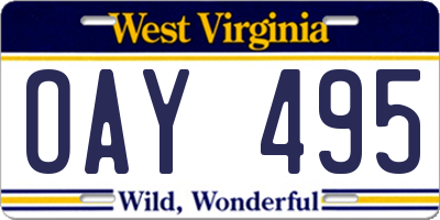 WV license plate OAY495