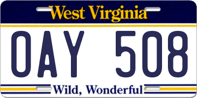 WV license plate OAY508