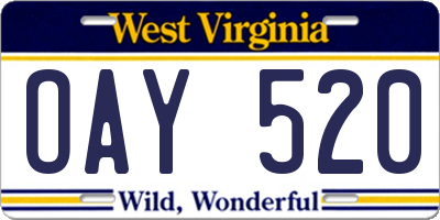 WV license plate OAY520