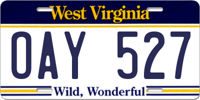 WV license plate OAY527