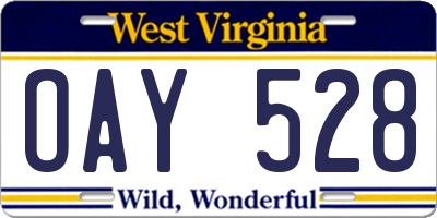 WV license plate OAY528