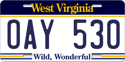 WV license plate OAY530