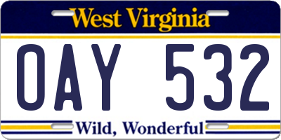 WV license plate OAY532