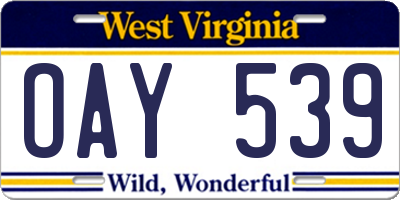 WV license plate OAY539