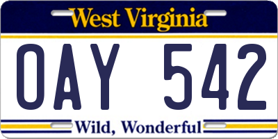 WV license plate OAY542