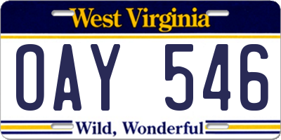 WV license plate OAY546