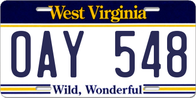 WV license plate OAY548