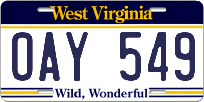WV license plate OAY549