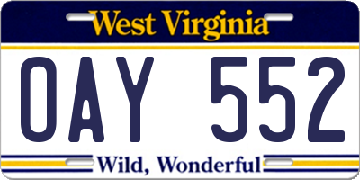 WV license plate OAY552