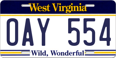 WV license plate OAY554