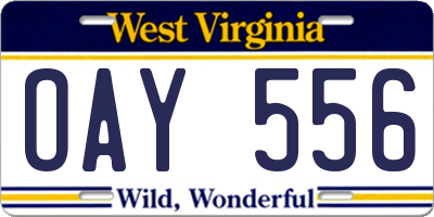 WV license plate OAY556