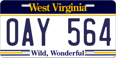 WV license plate OAY564