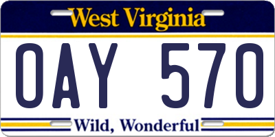 WV license plate OAY570