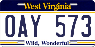 WV license plate OAY573