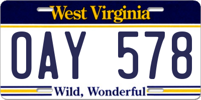 WV license plate OAY578