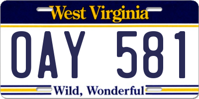 WV license plate OAY581
