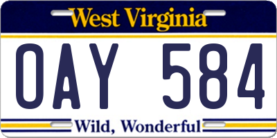 WV license plate OAY584