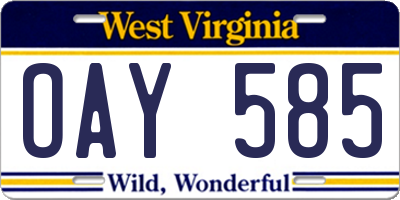 WV license plate OAY585