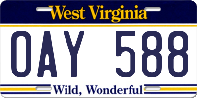 WV license plate OAY588