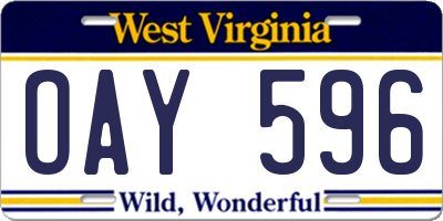 WV license plate OAY596