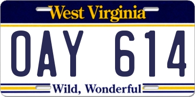 WV license plate OAY614
