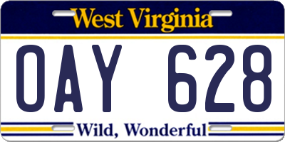 WV license plate OAY628