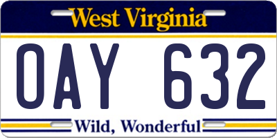 WV license plate OAY632