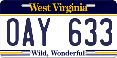 WV license plate OAY633