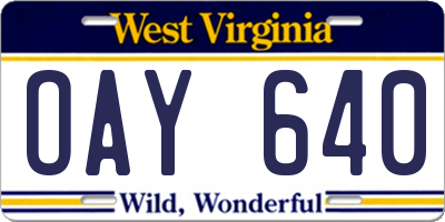 WV license plate OAY640