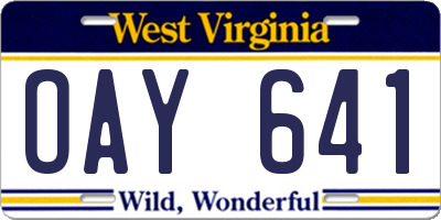 WV license plate OAY641