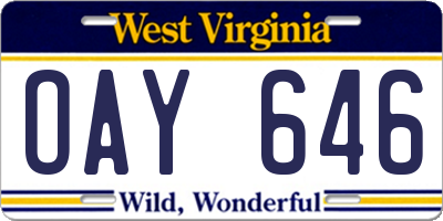 WV license plate OAY646