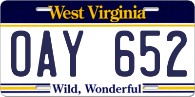 WV license plate OAY652