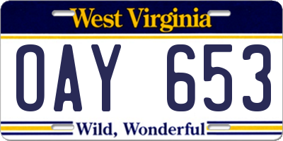 WV license plate OAY653