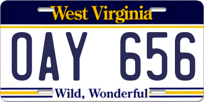 WV license plate OAY656