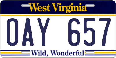 WV license plate OAY657