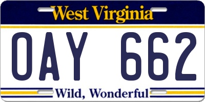 WV license plate OAY662