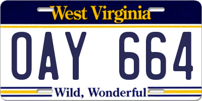 WV license plate OAY664