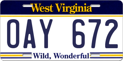 WV license plate OAY672