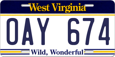 WV license plate OAY674