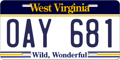 WV license plate OAY681