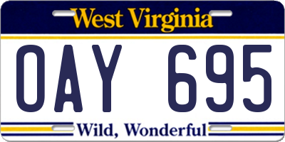WV license plate OAY695