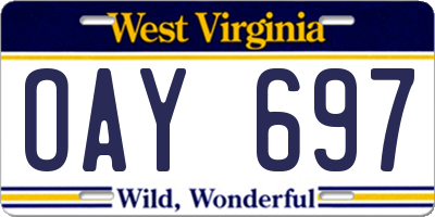 WV license plate OAY697