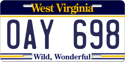WV license plate OAY698