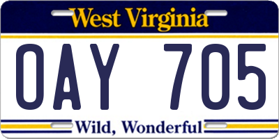 WV license plate OAY705